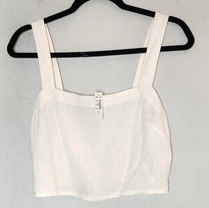 NWT Madewell Linen-Blend Abbie Crop Top Cream Tank Women's Size Medium